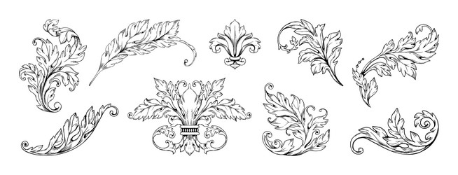 Baroque Floral Ornaments Vector Image