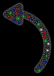 bright mesh wire frame rotate left with flare vector image