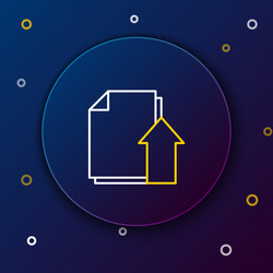 line upload file document icon isolated on blue vector image