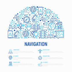 navigation and direction concept in half circle vector image