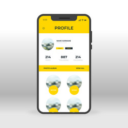 yellow social network profile ui ux gui screen vector