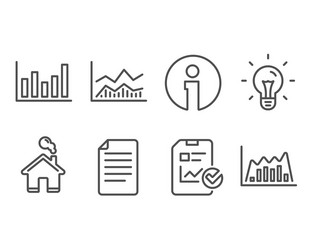 column chart file and trade infochart icons vector