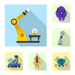 isolated object of robot and factory sign set vector image