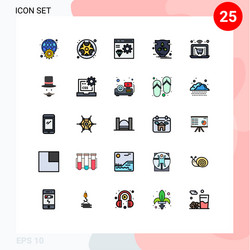 25 universal filled line flat colors set for web vector image