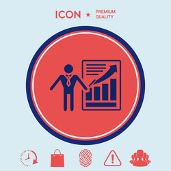 presentation sign icon man standing with pointer vector image
