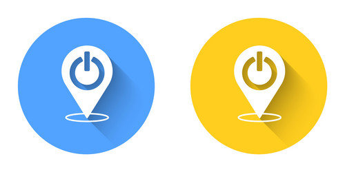 white power button icon isolated with long shadow vector image