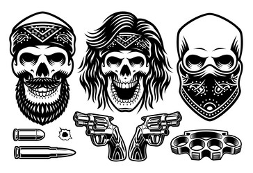 a set of gangster skulls Vector Image
