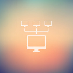 Computer with three cameras in flat style icon vector