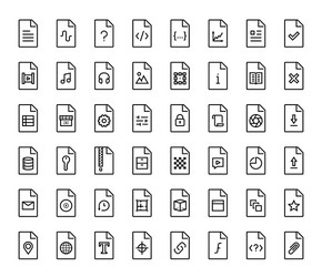 File types icon set in thin line style vector