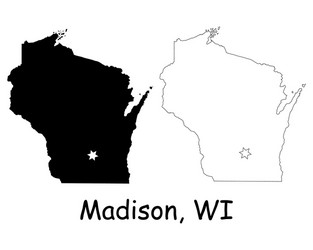 madison wisconsin wi state border usa map Vector Image