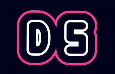 Pink white blue alphabet combination letter ds d vector