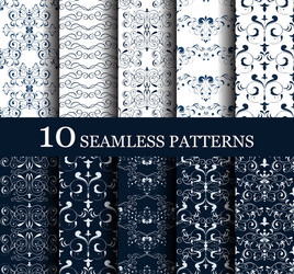 set of 10 seamless retro patterns vector image