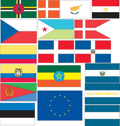 Set of 18 flags countries started with c d e vector