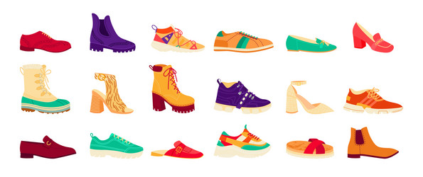 collection different season shoes vector