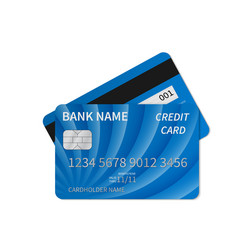 Realistic blue credit card isolated on white vector