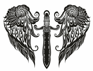 Vintage Sword with Angel Wings Vector Image