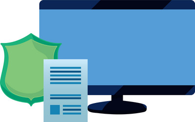 computer monitor data shield vector image