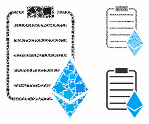 Ethereum contract mosaic icon bumpy pieces vector