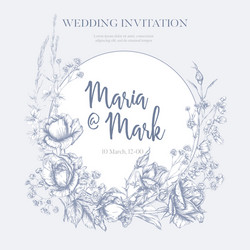 Romantic Floral Wedding Invitation Vector Image