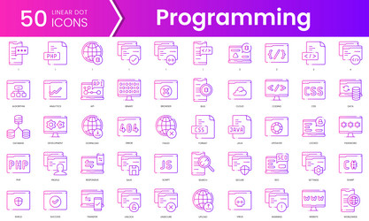 set of programming icons gradient style icon vector image