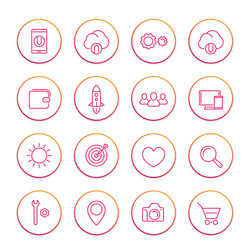 Thin line web icons set basic interface elements vector