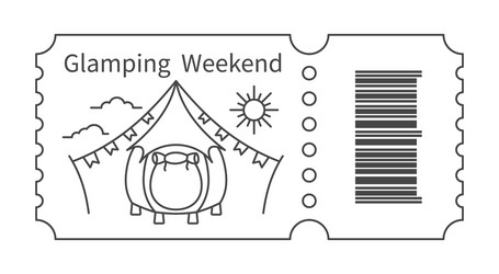 Ticket with barcode and tent vector