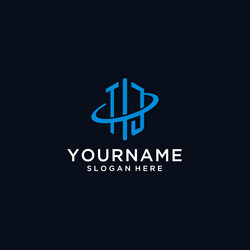 tj initial monogram logo with hexagonal shape vector image