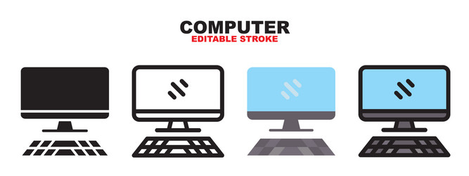 Computer icon set with different styles editable vector