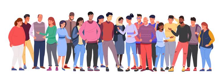 Diverse people standing multiethnic crowd young vector