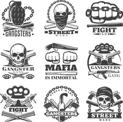 Gangster Warfare Emblem Set Vector Image
