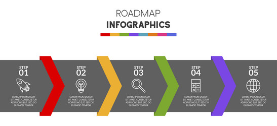 infographics design template and icons with 5 vector