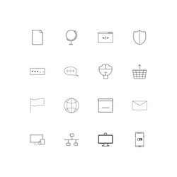 Internet technologies linear thin icons set vector