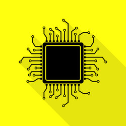 Microprocessor Icon - Black Chip vector