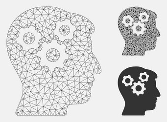 Mind gears mesh wire frame model vector