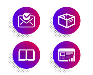 office box book and approved mail icons set web vector