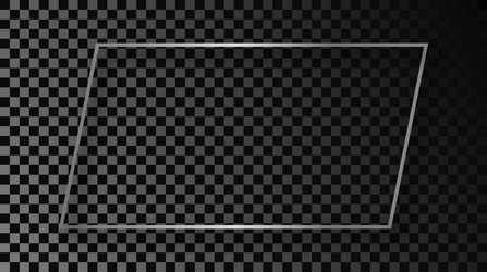 silver glowing rectangular shape frame with shadow vector image