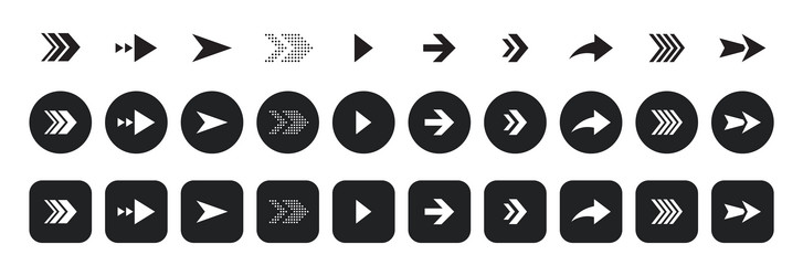 web arrow cursor click button icon set vector image