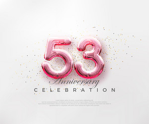 Balloons number 53rd with red numbers on a bright vector