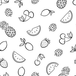 Beautiful seamless pattern with cute doodle fruits