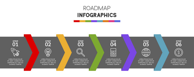 infographics design template and icons with 6 vector