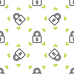 line fingerprint with lock icon isolated seamless vector image