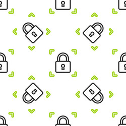 Line fingerprint with lock icon isolated seamless vector