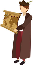 Man christopher columbus with global map vector