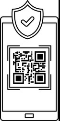 smartphone device with scan code qr and shield vector image