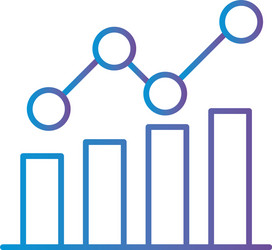 Bars with line chart gradient style icon vector