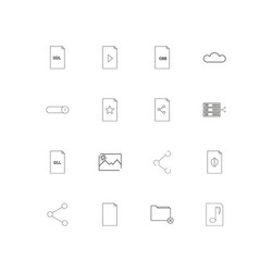 files and folders sign linear thin icons set vector image