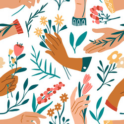 Seamless pattern with hands Royalty Free Vector Image