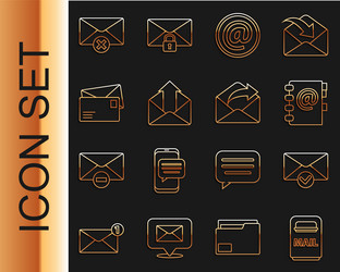 set line mail box envelope and check mark vector image