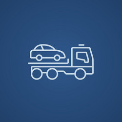 Car towing truck line icon vector