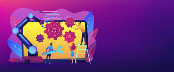 collaborative robotics concept banner header vector image